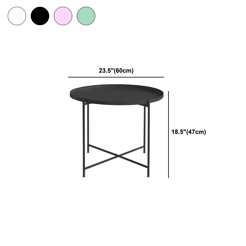 Modern Cross Legs Ironcraft Round Top Coffee Table/Nesting Tables