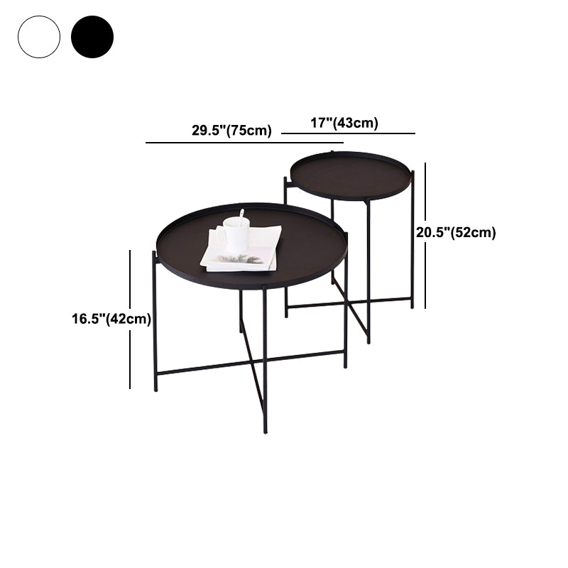 Modern Cross Legs Ironcraft Round Top Coffee Table/Nesting Tables