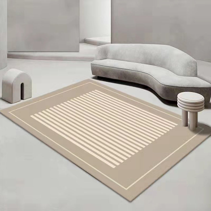 Light Brown Modewrn Rug Polyester Striped Indoor Rug Washable Rug for Home Decor