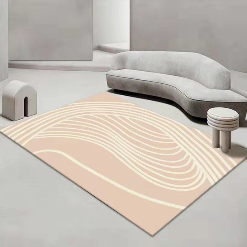 Light Brown Modewrn Rug Polyester Striped Indoor Rug Washable Rug for Home Decor