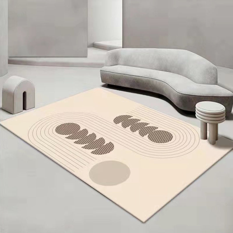 Light Brown Modewrn Rug Polyester Striped Indoor Rug Washable Rug for Home Decor