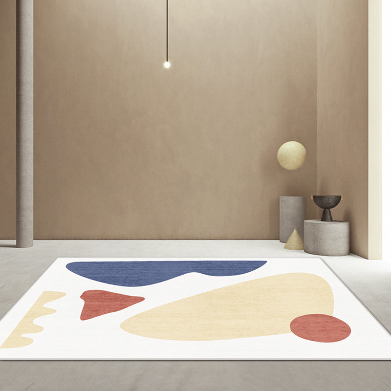 Tapis moderne blanc en Polyester, pièce de couleur, tapis d'intérieur résistant aux taches, pour la décoration de la maison
