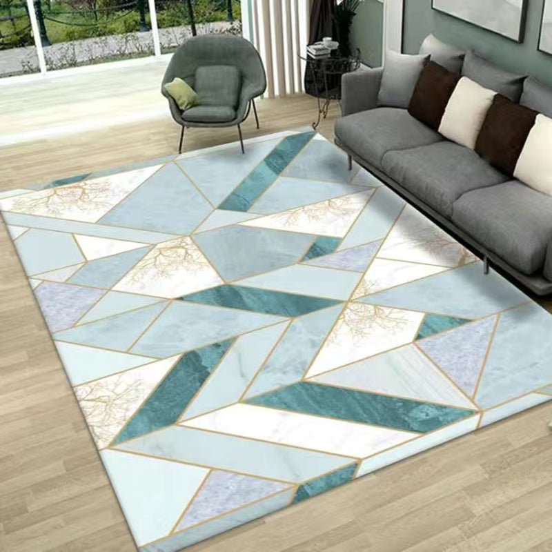 Grey Modern Rug Polyester Geometric Area Rug Washable Rug for Living Room