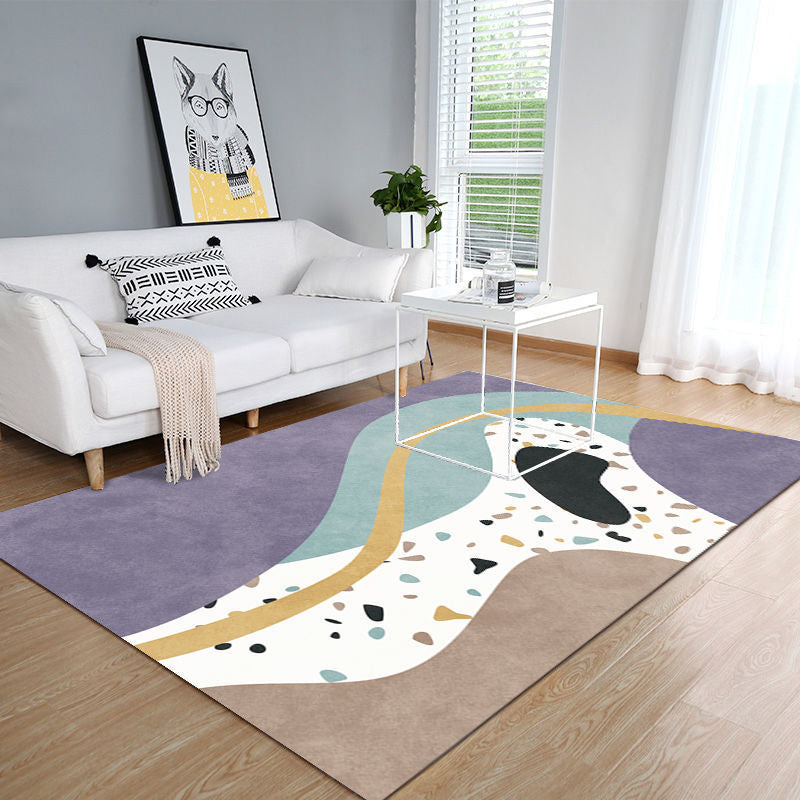 Tapis moderne violet en Polyester, bloc de couleur, avec envers antidérapant, pour la décoration de la maison