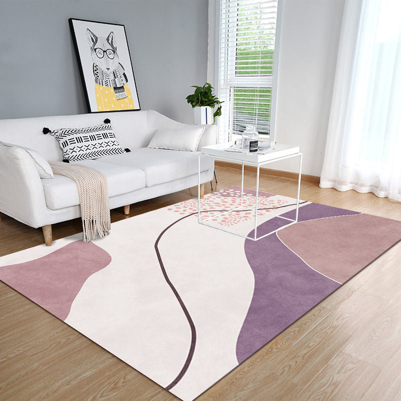 Tapis moderne violet en Polyester, bloc de couleur, avec envers antidérapant, pour la décoration de la maison
