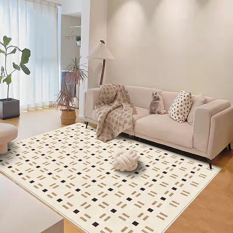 Light Brown Simple Carpet Polyester Pattern Carpet Washable Carpet for Drawing Room