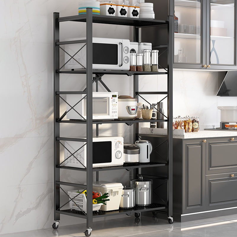 Industrial Geometric Bookcase Metal Open Back Bookcase with Wheels