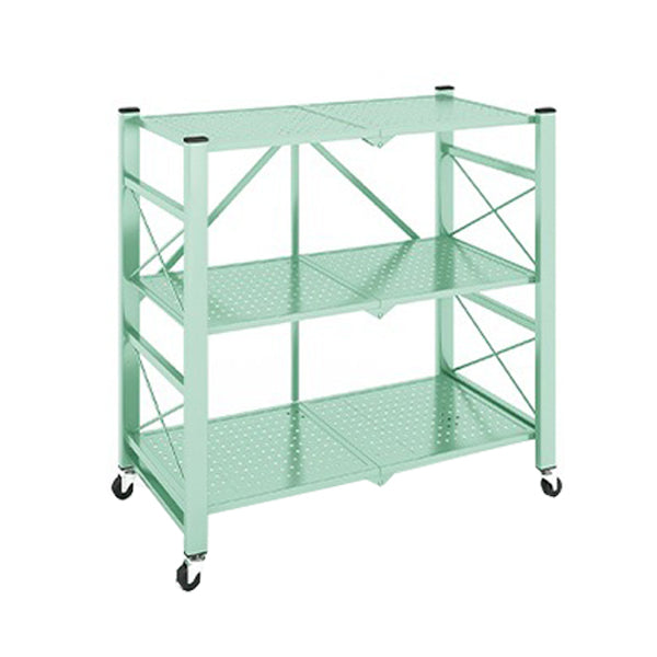 Industrial Geometric Bookcase Metal Open Back Bookcase with Wheels