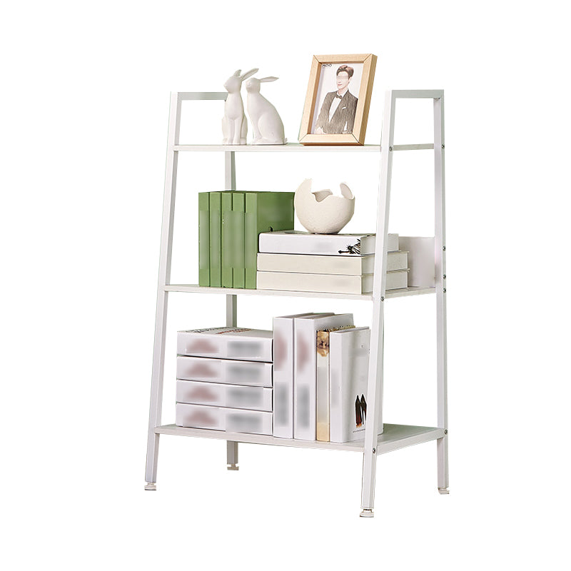 Contemporary Open Ladder Bookshelf Metal Vertical Bookshelf for Home