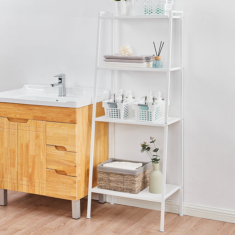 Contemporary Open Ladder Bookshelf Metal Vertical Bookshelf for Home