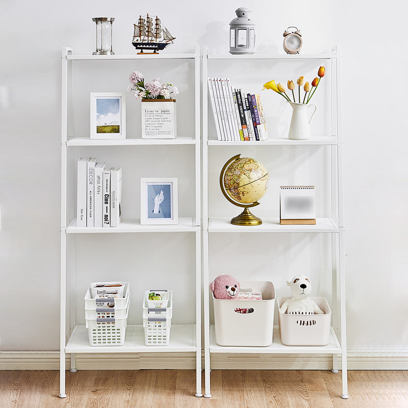 Contemporary Open Ladder Bookshelf Metal Vertical Bookshelf for Home