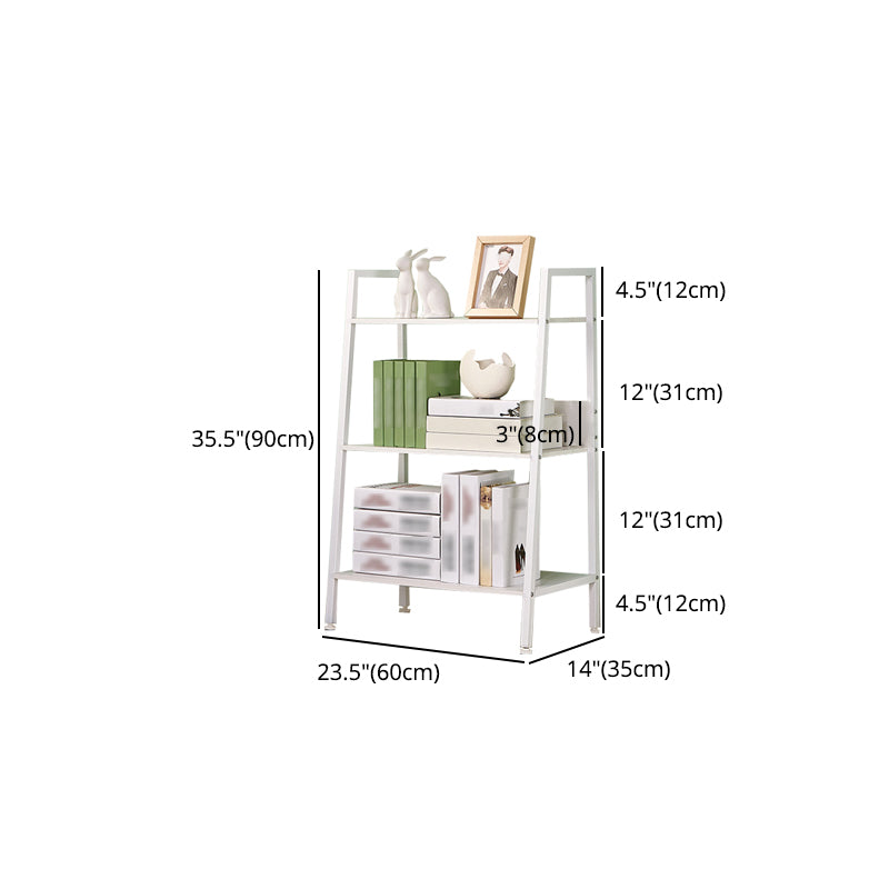 Contemporary Open Ladder Bookshelf Metal Vertical Bookshelf for Home