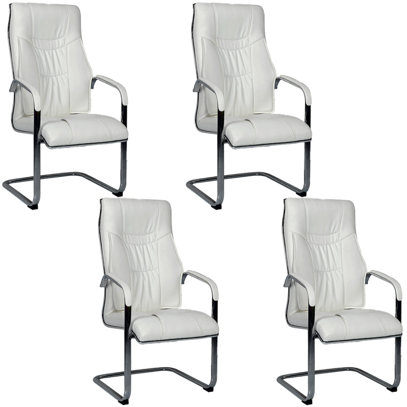 Faux Leather Task Chair Modern High Back Office Chair with Fixed Arms