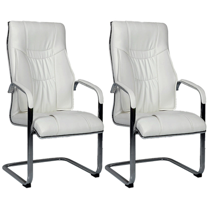 Faux Leather Task Chair Modern High Back Office Chair with Fixed Arms