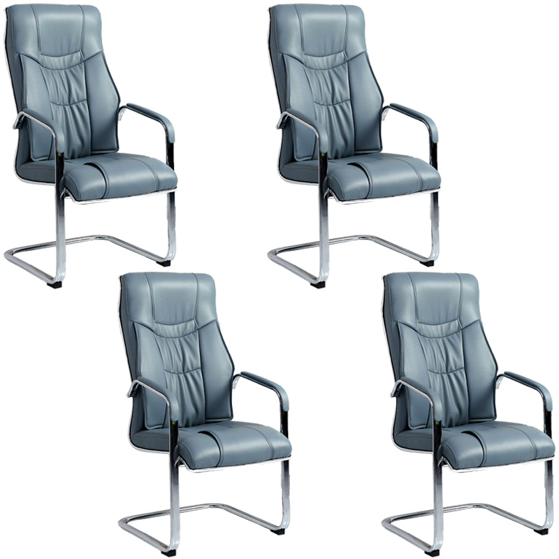 Faux Leather Task Chair Modern High Back Office Chair with Fixed Arms