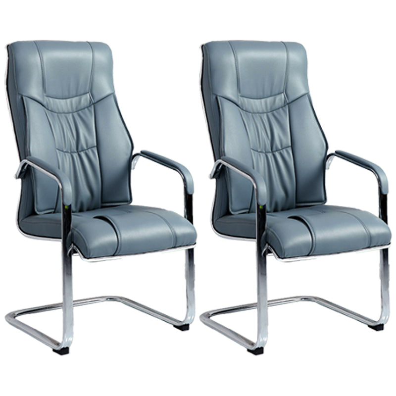 Faux Leather Task Chair Modern High Back Office Chair with Fixed Arms