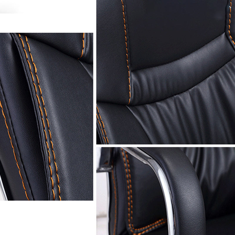 Faux Leather Task Chair Modern High Back Office Chair with Fixed Arms