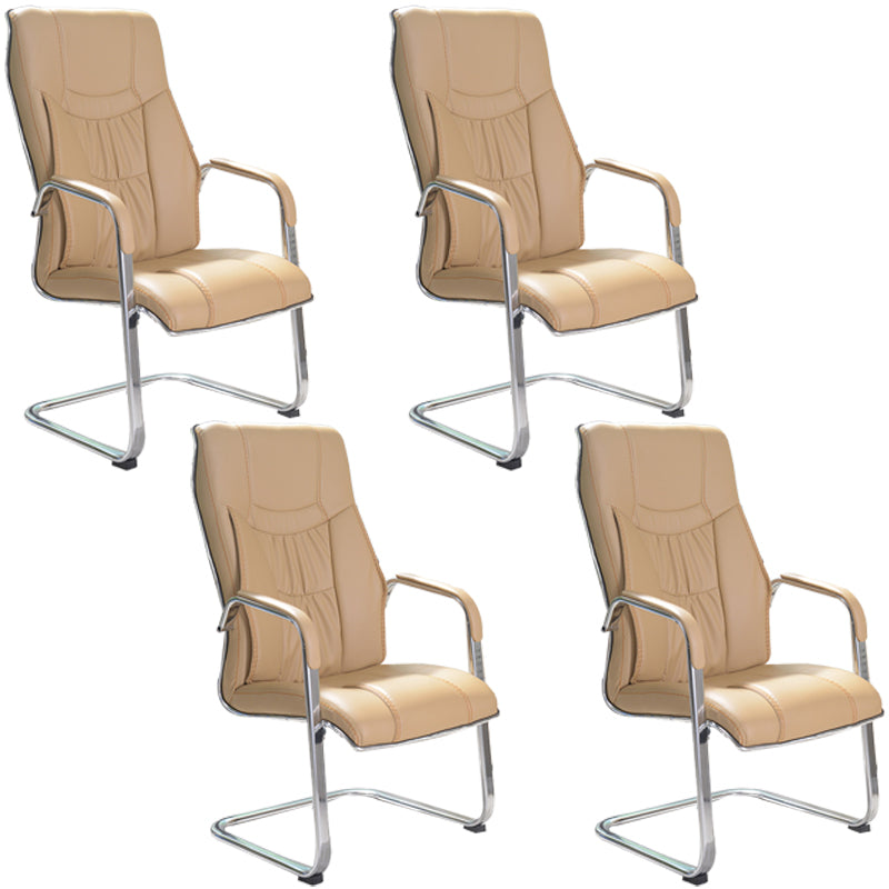 Faux Leather Task Chair Modern High Back Office Chair with Fixed Arms