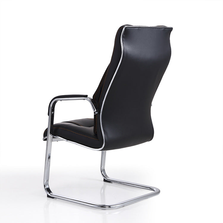 Faux Leather Task Chair Modern High Back Office Chair with Fixed Arms
