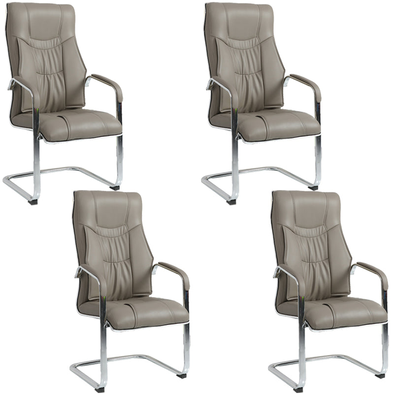 Faux Leather Task Chair Modern High Back Office Chair with Fixed Arms