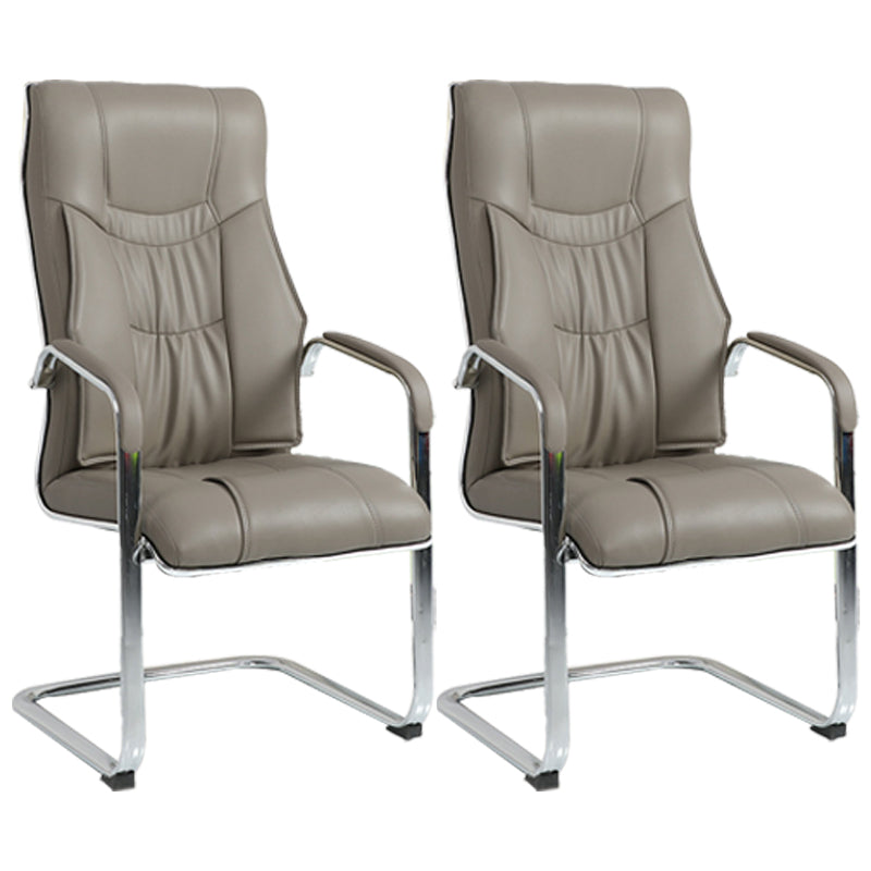 Faux Leather Task Chair Modern High Back Office Chair with Fixed Arms