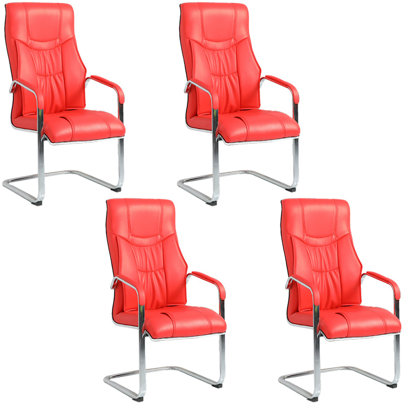 Faux Leather Task Chair Modern High Back Office Chair with Fixed Arms