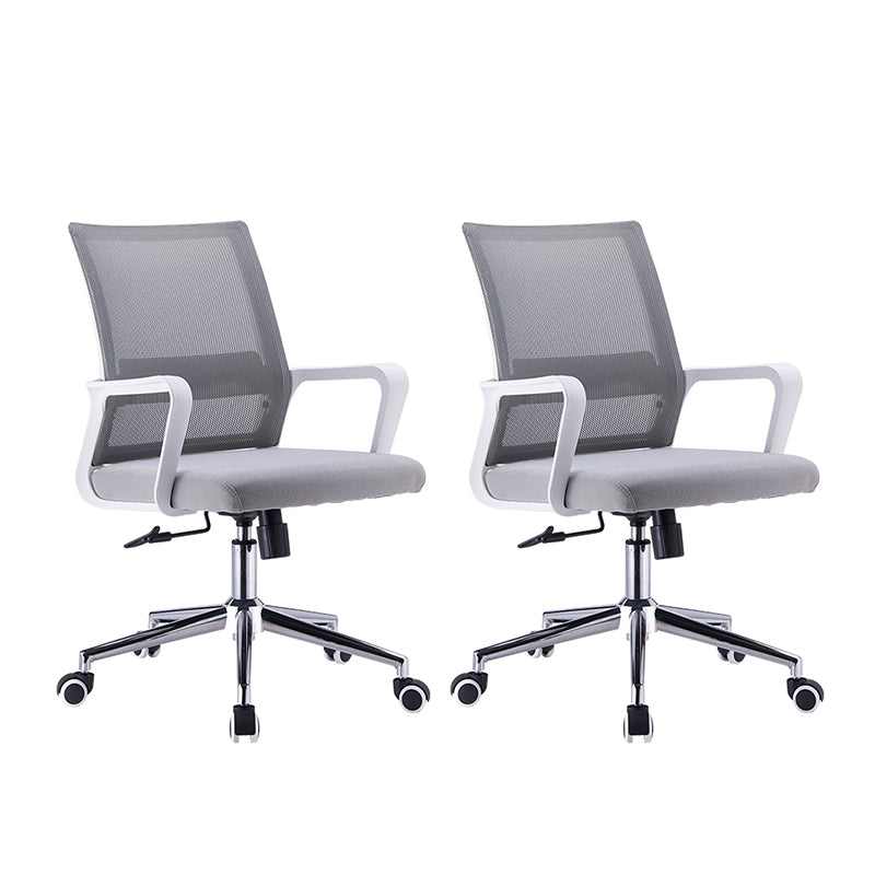 Modern Style Gray Chair Mid Back Fixed Arm Office Chair for Home
