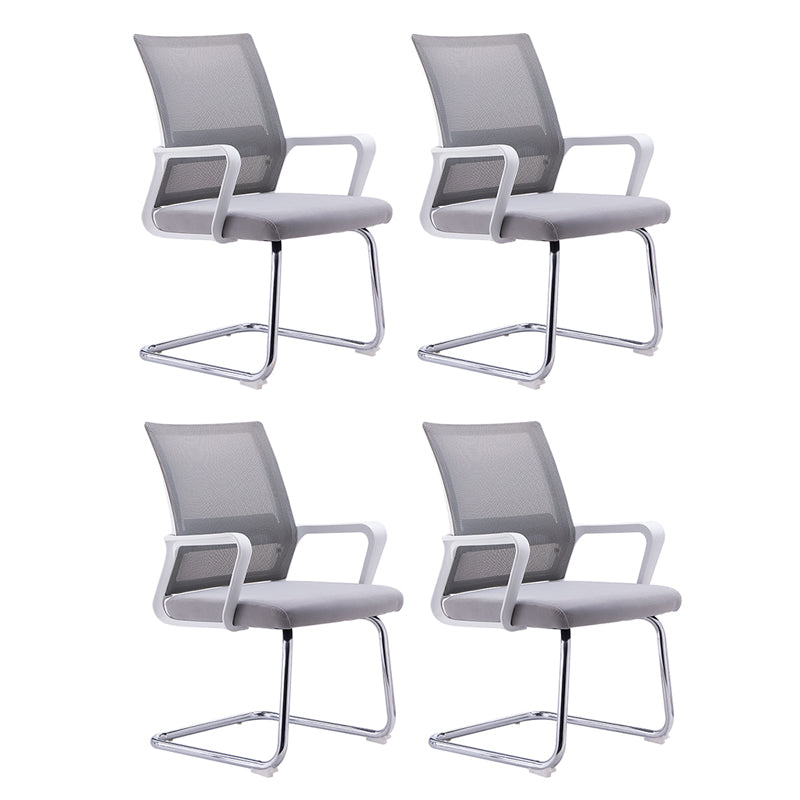 Modern Style Gray Chair Mid Back Fixed Arm Office Chair for Home
