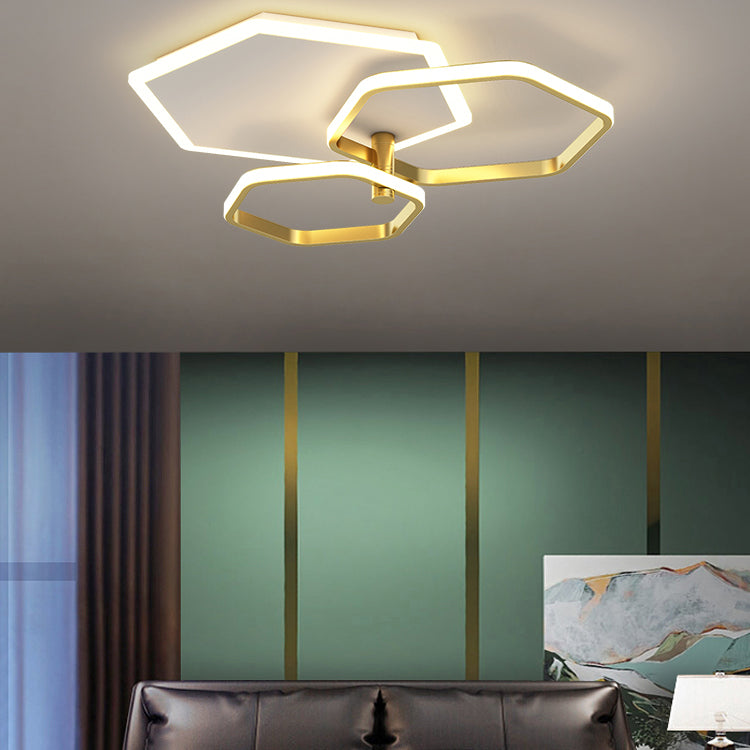 Metal Geometric Shape Flush Ceiling Light Modern 3 Lights Flush Ceiling Light Fixtures