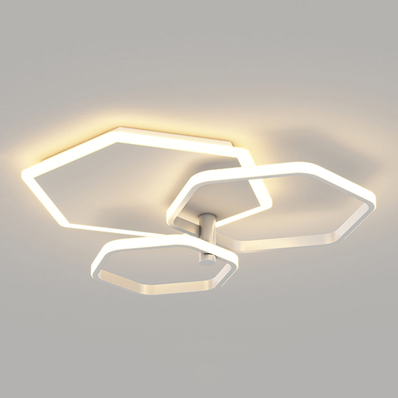 Metal Geometric Shape Flush Ceiling Light Modern 3 Lights Flush Ceiling Light Fixtures