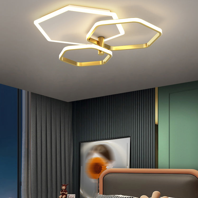 Metal Geometric Shape Flush Ceiling Light Modern 3 Lights Flush Ceiling Light Fixtures