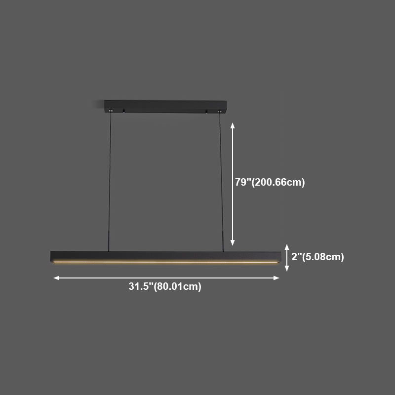 Black Metal Island Lights Modern Linear Restaurant LED Suspension Lamps with Acrylic Shade
