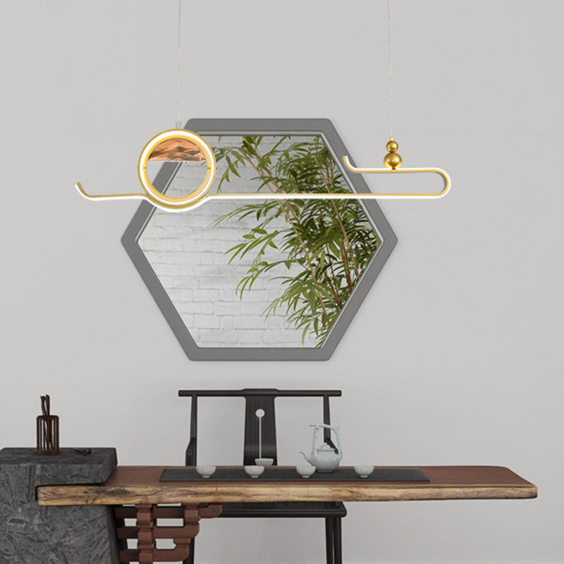 Modern Aluminum Island Light Fixtures Geometry 2-Light Restaurant LED Hanging Lamps