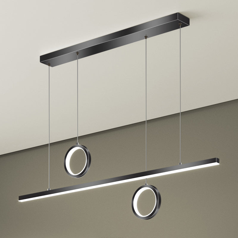 Linear Shape Island Lighting Ideas Modern Style Metal 3 Light Island Pendants in Black
