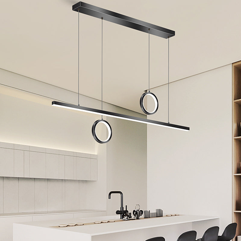 Linear Shape Island Lighting Ideas Modern Style Metal 3 Light Island Pendants in Black