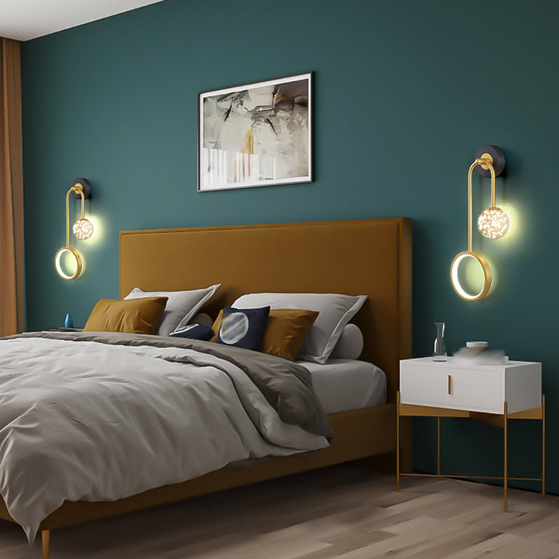 Modern Style Spherical Shape Wall Sconce Glass 2 Light Wall Lighting for Bedroom