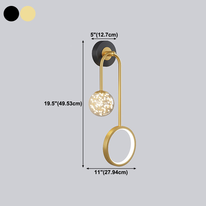 Modern Style Spherical Shape Wall Sconce Glass 2 Light Wall Lighting for Bedroom