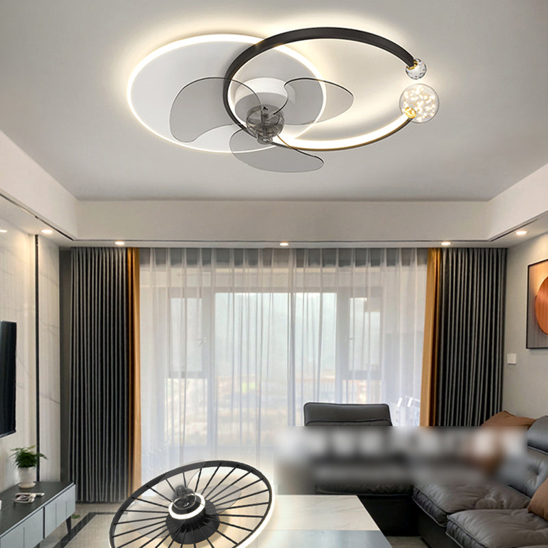 Contemporary Geometric Fan Light Metal LED Flush Mount Light for Living Room