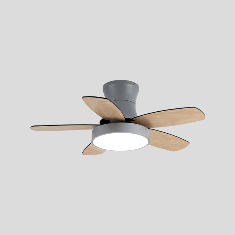Round Ceiling Fan Light Kids Style Metal Single Light LED Flush Light for Bedroom