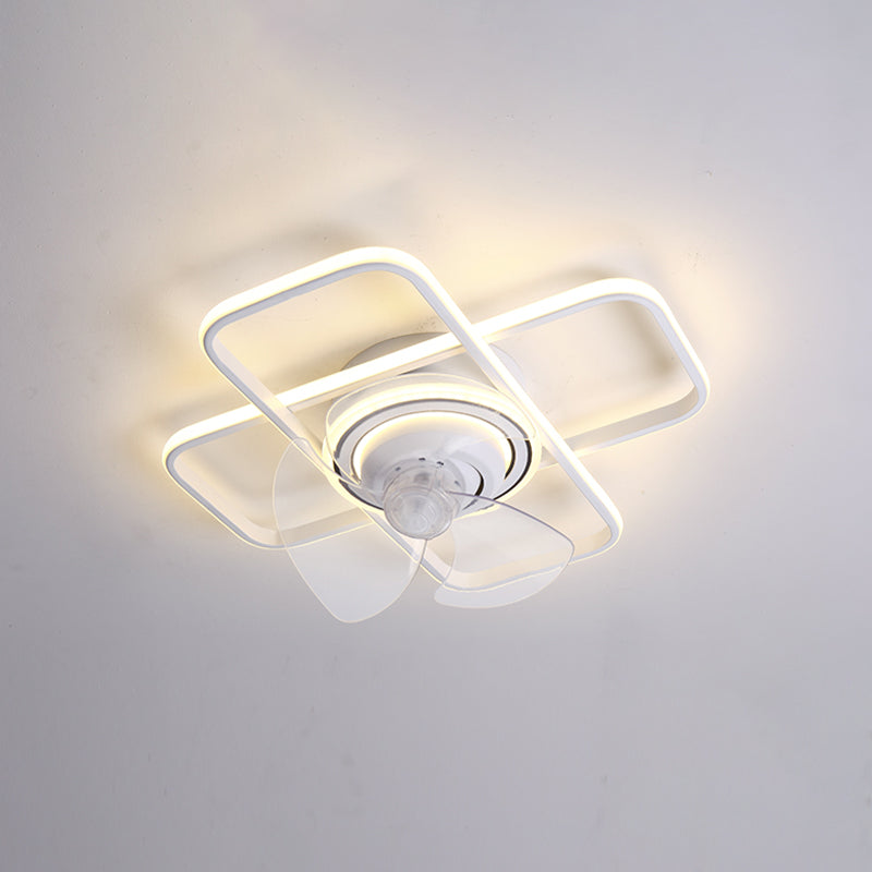 Contemporary Metal Fan Light Geometric LED Flush Mount Light for Bedroom