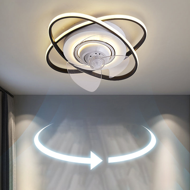 Contemporary Metal Fan Light Geometric LED Flush Mount Light for Bedroom