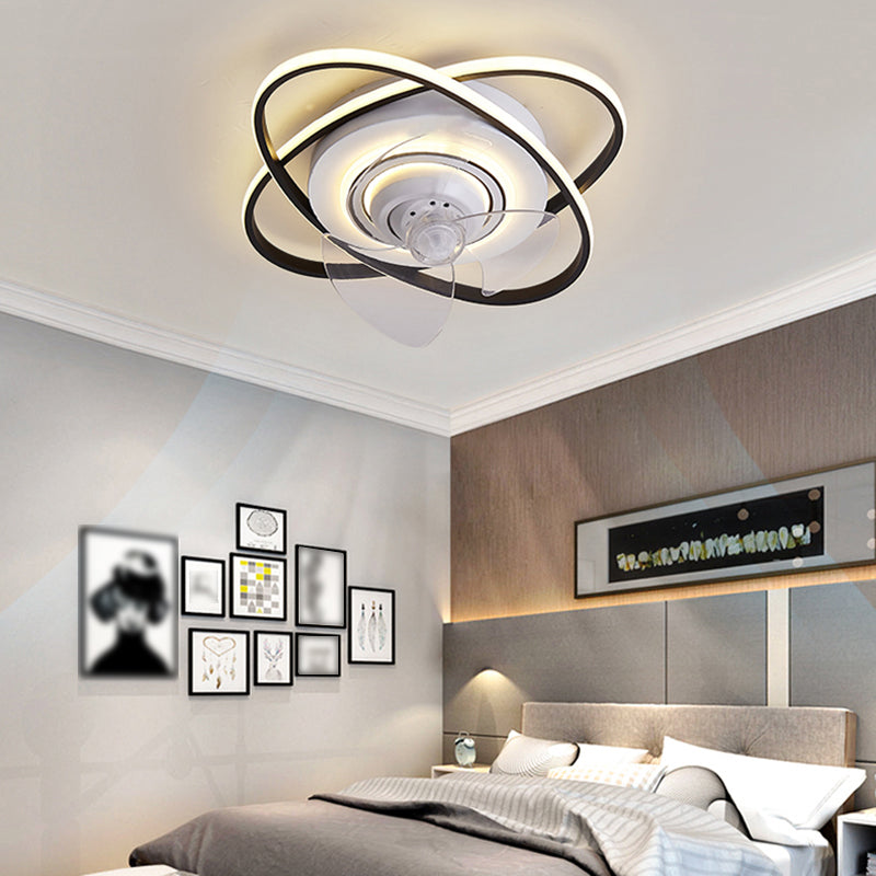 Contemporary Metal Fan Light Geometric LED Flush Mount Light for Bedroom