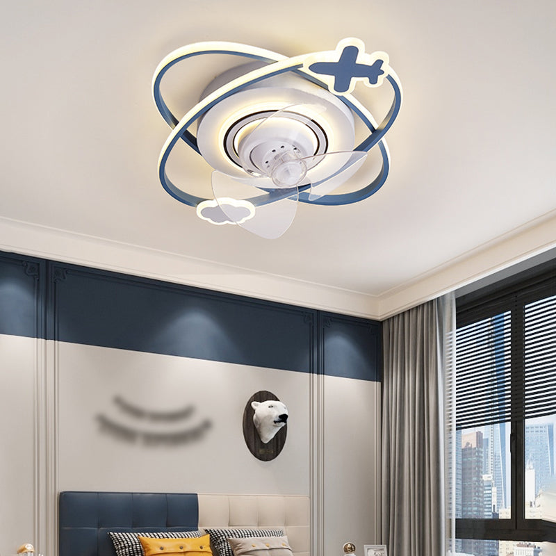 Contemporary Metal Fan Light Geometric LED Flush Mount Light for Bedroom