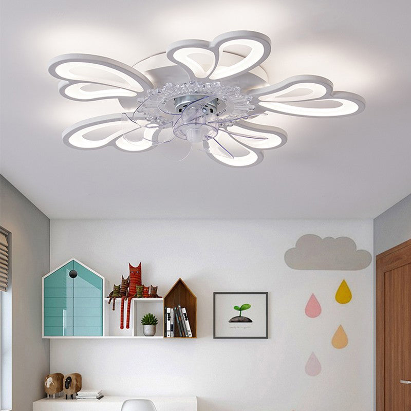 Modern Style Ceiling Fan Lamp LED Ceiling Mount Light with Acrylic Shade for Bedroom