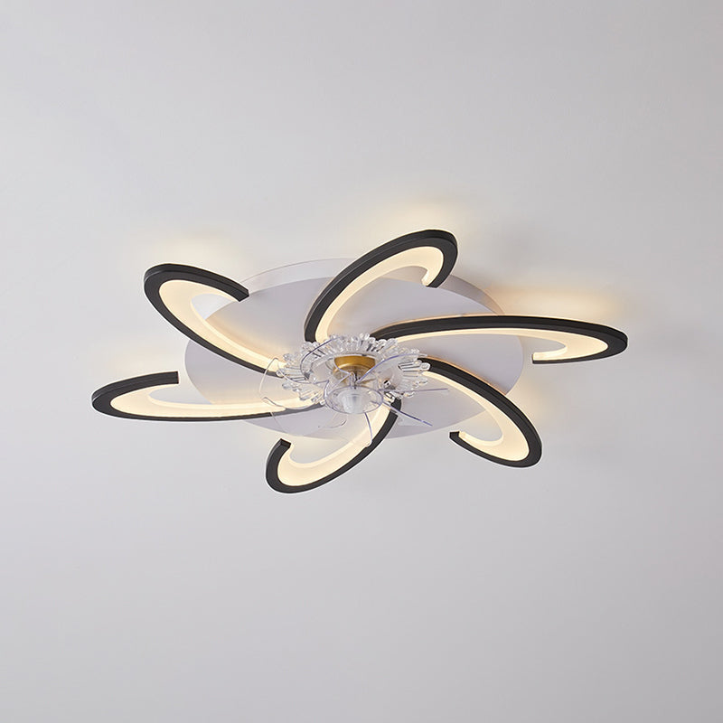 Modern Style Ceiling Fan Lamp LED Ceiling Mount Light with Acrylic Shade for Bedroom