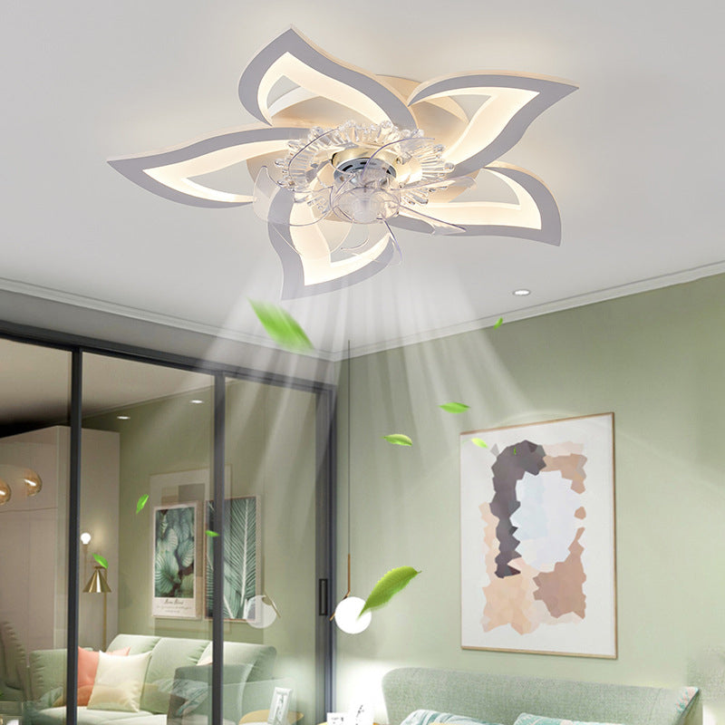 Modern Style Ceiling Fan Lamp LED Ceiling Mount Light with Acrylic Shade for Bedroom