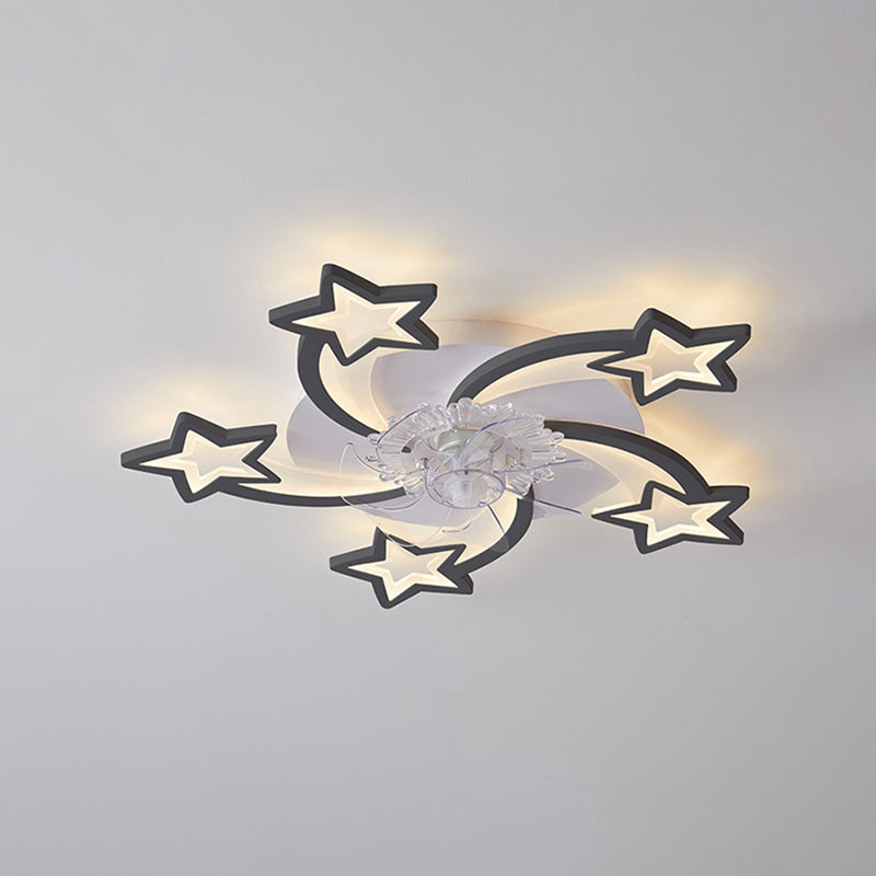 Modern Style Ceiling Fan Lamp LED Ceiling Mount Light with Acrylic Shade for Bedroom