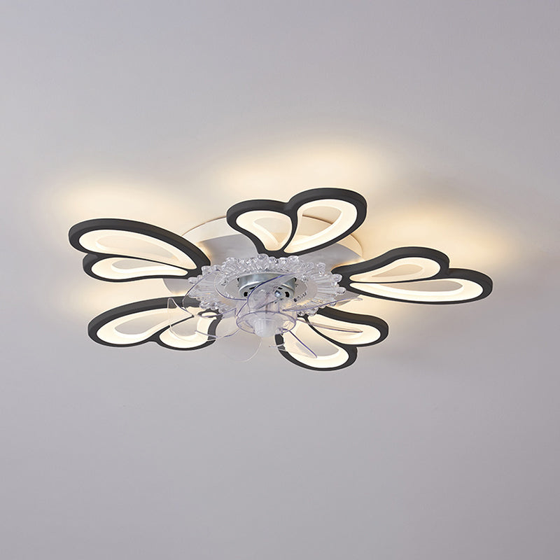 Modern Style Ceiling Fan Lamp LED Ceiling Mount Light with Acrylic Shade for Bedroom