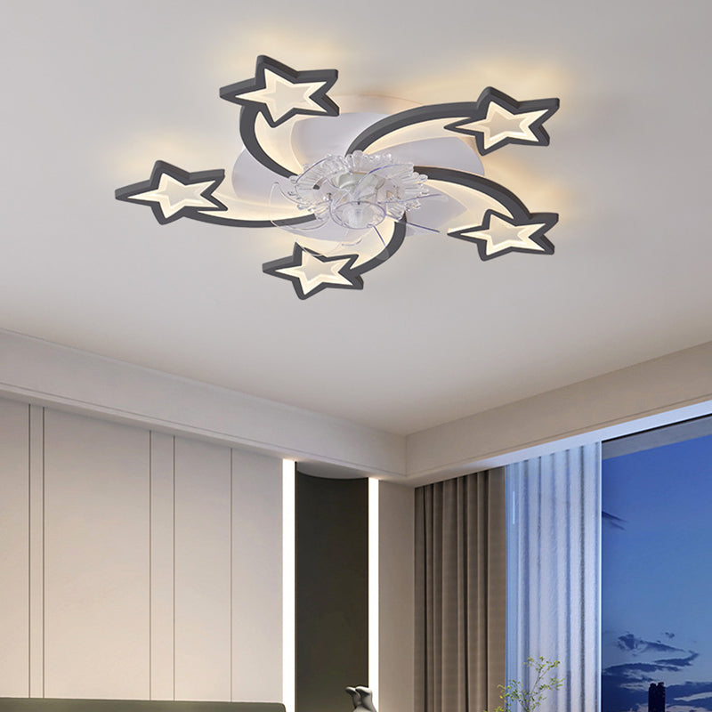 Modern Style Ceiling Fan Lamp LED Ceiling Mount Light with Acrylic Shade for Bedroom