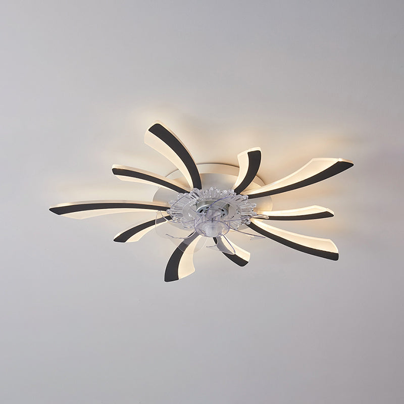 Modern Style Ceiling Fan Lamp LED Ceiling Mount Light with Acrylic Shade for Bedroom